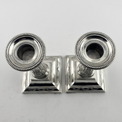 Late Victorian Sterling Silver Corinthian Style Candlesticks