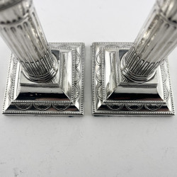 Late Victorian Sterling Silver Corinthian Style Candlesticks