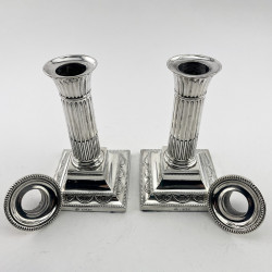 Late Victorian Sterling Silver Corinthian Style Candlesticks