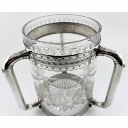 Decorative Victorian Silver Plate and Glass Loving Cup