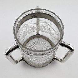 Decorative Victorian Silver Plate and Glass Loving Cup
