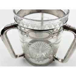 Decorative Victorian Silver Plate and Glass Loving Cup