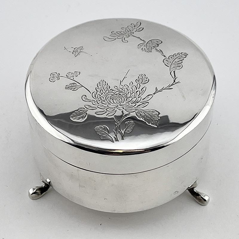 Good Quality Chinese Export Sterling Silver Jewellery or Trinket Box Good Quality Chinese Export Sterling Silver Jewellery or Trinket Box