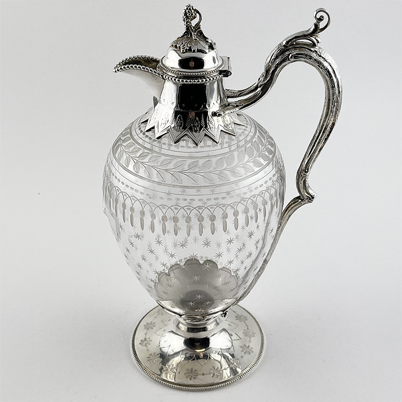 Beautiful Victorian Unusual Style Silver Plated Claret Jug (c.1880) Beautiful Victorian Unusual Style Silver Plated Claret Jug (c.1880)
