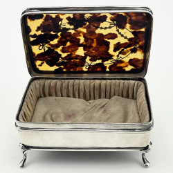 Sterling Silver and Tortoiseshell Pique Work Jewellery or Trinket Box