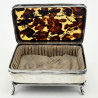 Sterling Silver and Tortoiseshell Pique Work Jewellery or Trinket Box