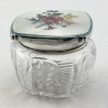 Beautiful English Pale Blue Guilloche Enamel Sterling Silver Dressing Table Jar
