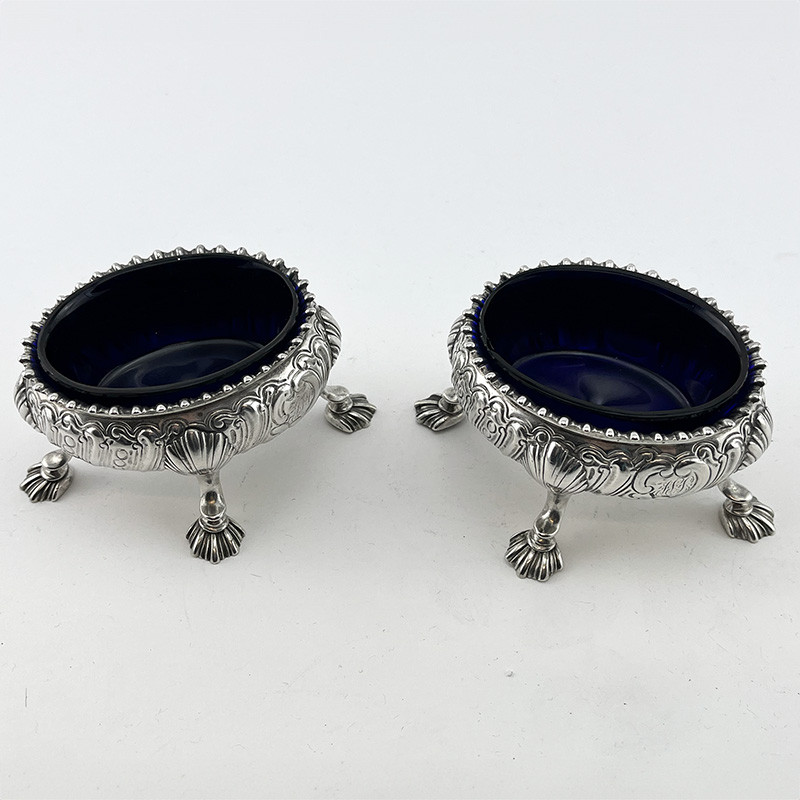Pair of Heavy Gauge George III Sterling Silver Salts Cellars (1770) Pair of Heavy Gauge George III Sterling Silver Salts Cellars (1770)