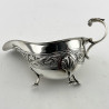 Irish Sterling Silver Sauce Boat with Repousse Celtic Style Decoration