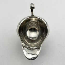 Irish Sterling Silver Sauce Boat with Repousse Celtic Style Decoration