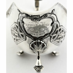 Irish Sterling Silver Sauce Boat with Repousse Celtic Style Decoration