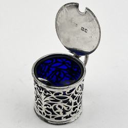 Late Victorian Sterling Silver Mustard Pot in a Cylindrical Form