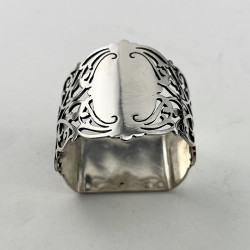 Boxed Set of Six Sterling Silver Napkin Rings with Flat Base to Stand