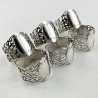Boxed Set of Six Sterling Silver Napkin Rings with Flat Base to Stand