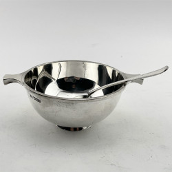 Plain Circular Sterling Silver Porringer or Christening Set
