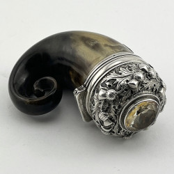 Scottish Sterling Silver Snuff Mull with Rams Horn Body