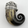 Scottish Sterling Silver Snuff Mull with Rams Horn Body (c.1898)
