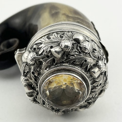 Scottish Sterling Silver Snuff Mull with Rams Horn Body