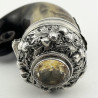 Scottish Sterling Silver Snuff Mull with Rams Horn Body