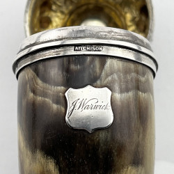 Scottish Sterling Silver Snuff Mull with Rams Horn Body