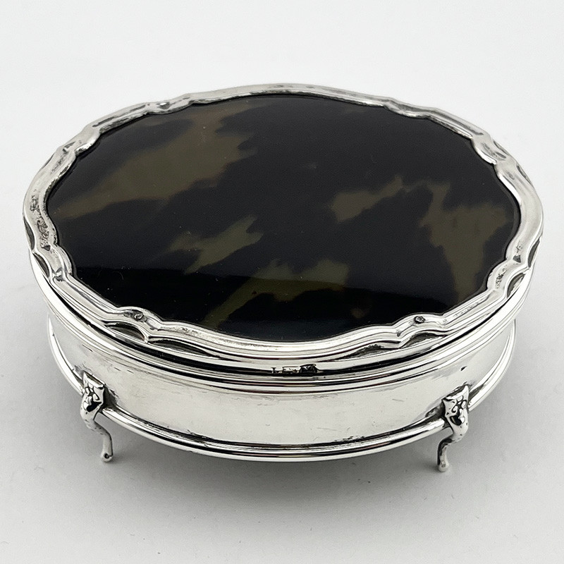 Sterling Silver and Tortoiseshell Jewellery or Trinket Box (1920) Sterling Silver and Tortoiseshell Jewellery or Trinket Box (1920)