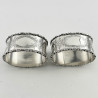 Pretty Pair of Chester Sterling Silver Boxed Napkin Rings