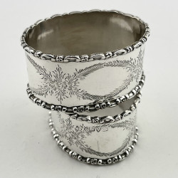 Pretty Pair of Chester Sterling Silver Boxed Napkin Rings