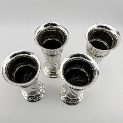Impressive Set of Four Sterling Silver Vases