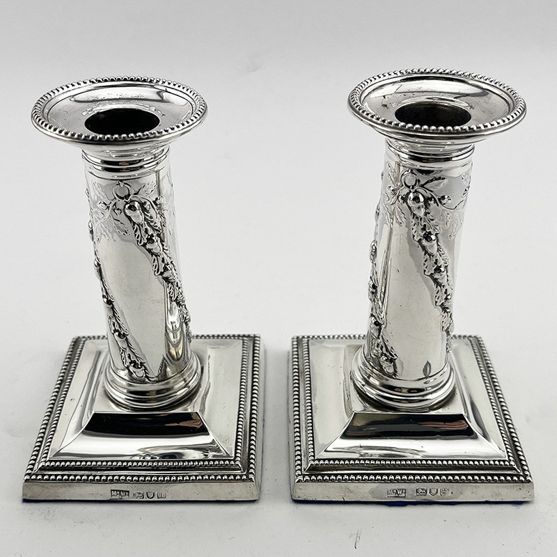 Pretty Pair of Edwardian Sterling Silver Candlesticks (1903)