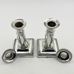 Pretty Pair of Edwardian Sterling Silver Candlesticks