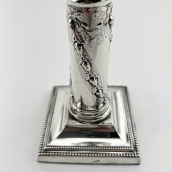 Pretty Pair of Edwardian Sterling Silver Candlesticks