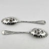 Boxed Pair of George III Sterling Silver Berry or Serving Spoons