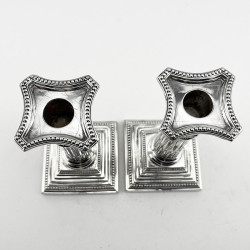 Pair of Late Victorian Sterling Silver Candlesticks in a Corinthian Column Style