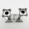 Pair of Late Victorian Sterling Silver Candlesticks in a Corinthian Column Style