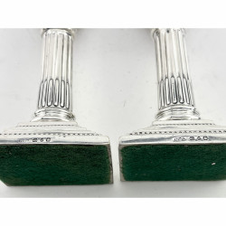 Pair of Late Victorian Sterling Silver Candlesticks in a Corinthian Column Style