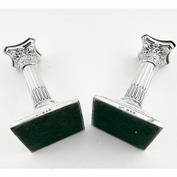 Pair of Late Victorian Sterling Silver Candlesticks in a Corinthian Column Style