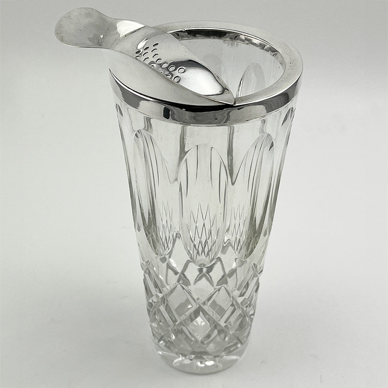 Quality Cut Glass Cocktail Jigger Silver Plated Mount (c.1950)