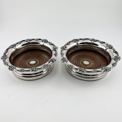 Very Pretty Pair of Old Sheffield Plate Wine Coasters