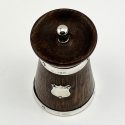 Victorian Urn Shaped Oak and Silver Pepper Grinder