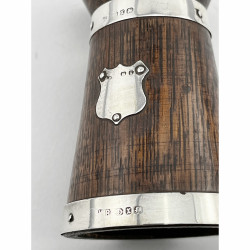 Victorian Urn Shaped Oak and Silver Pepper Grinder