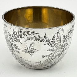 Small Sterling Silver Bowl with Aesthetic Movement Decoration