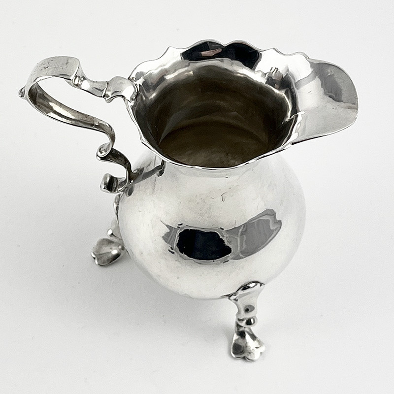 George II Sterling Silver Cream Jug with Scalloped Rim (1750)