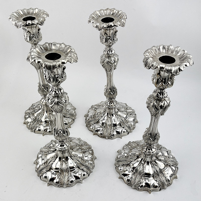 Set of Four Smith & Sissons & Co Victorian Silver Plated Candlesticks