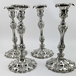 Set of Four Smith & Sissons & Co Victorian Silver Plated Candlesticks