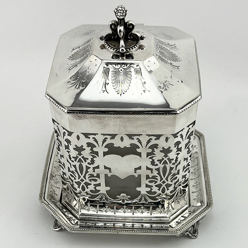 Unusual Decorative Victorian Silver Plated Biscuit or Trinket Box