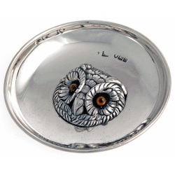 Sampson Mordan & Co Small Silver Dish with a Cast Owl Head