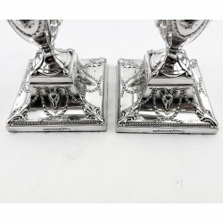 Decorative Pair of Walker & Hall Victorian Silver Plated Dwarf Candlesticks