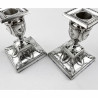 Decorative Pair of Walker & Hall Victorian Silver Plated Dwarf Candlesticks