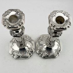 Pair of Decorative 26.7cm (10.5") Old Sheffield Plate Candlesticks