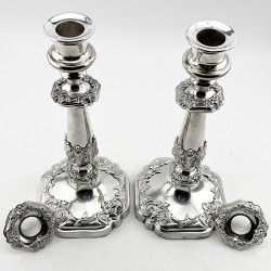 Pair of Decorative 26.7cm (10.5") Old Sheffield Plate Candlesticks